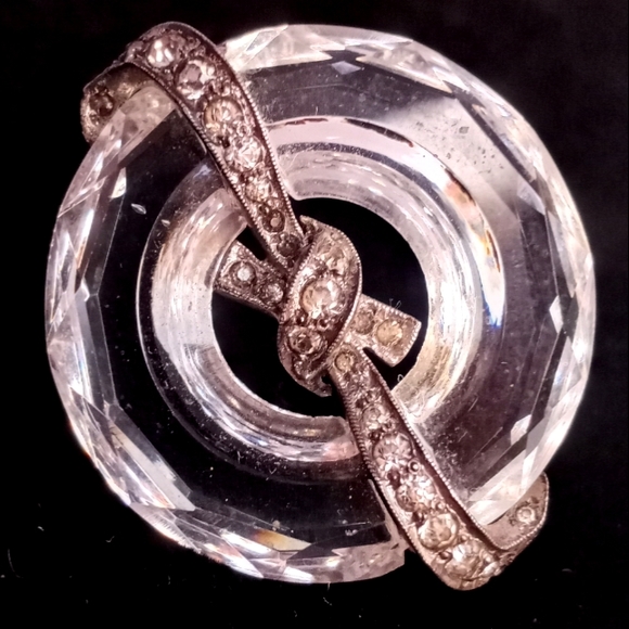 CINER STERLING SILVER Paste Stones Faceted Crystal Brooch Pin ANTIQUE - Picture 14 of 15